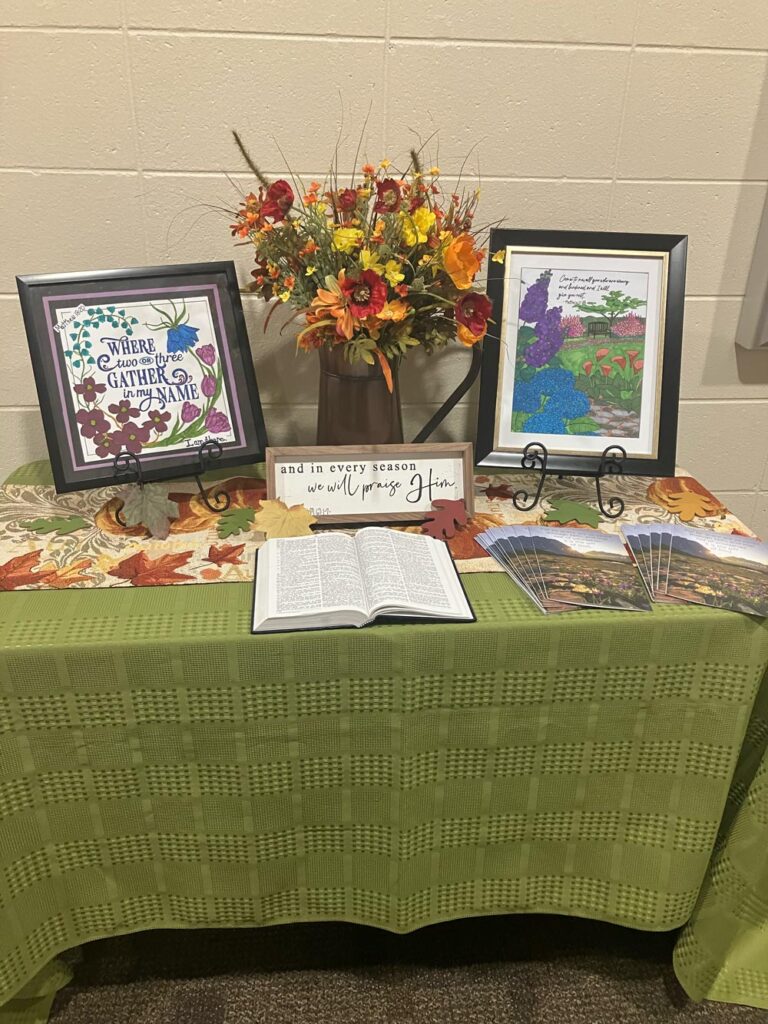 Table with open Bible